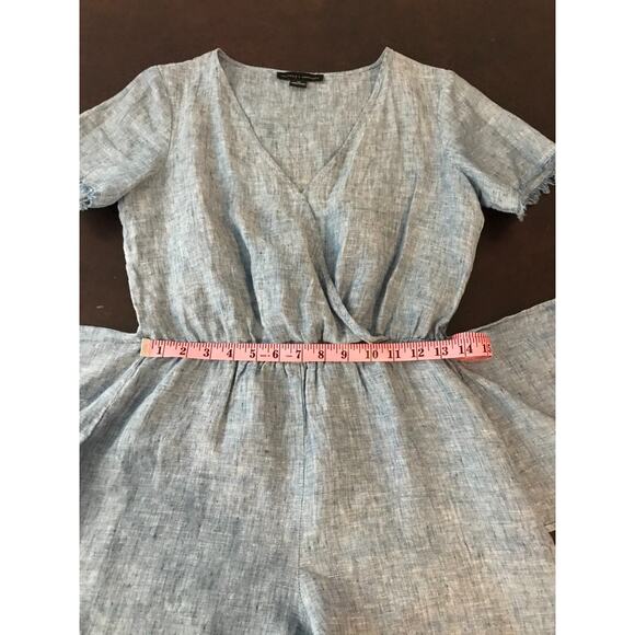 Anthropologie x Sanctuary Montana Linen Romper Faux Wrap Tie-Front - Extra Small - Picture 6 of 11